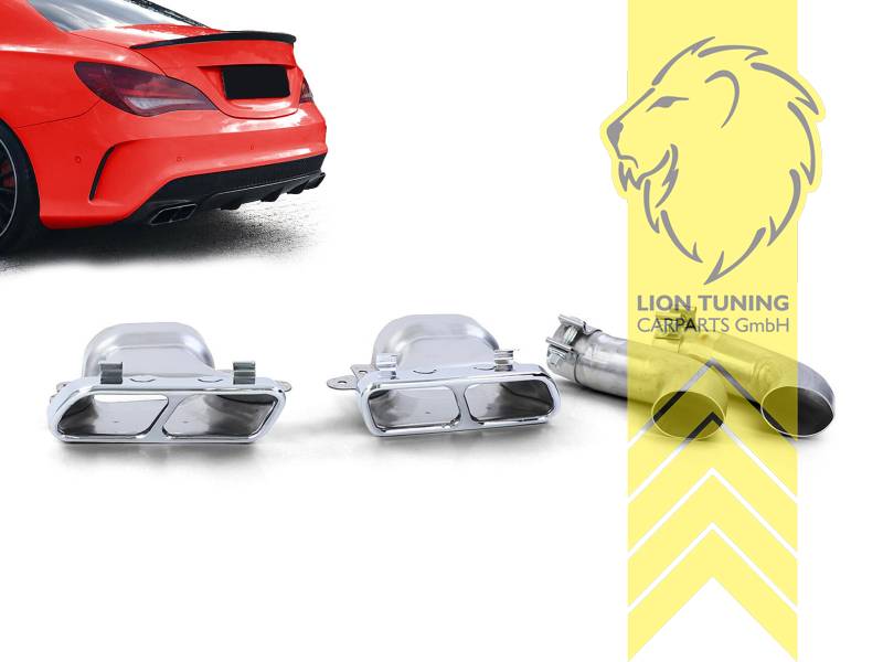 nur für 4 Rohr Diffusor passend, Endrohr duplex, chrom, Rechteckig, nur passend für AMG Line Stoßstange, Edelstahl