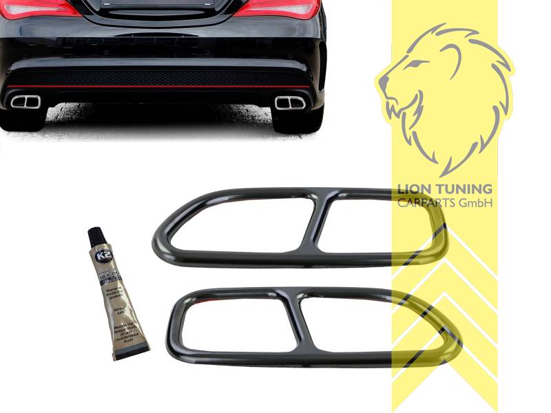 nur für 4 Rohr Diffusor passend, Endrohr duplex, schwarz, Oval, Edelstahl