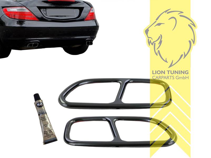 nur für 4 Rohr Diffusor passend, Endrohr duplex, schwarz, Oval, Edelstahl