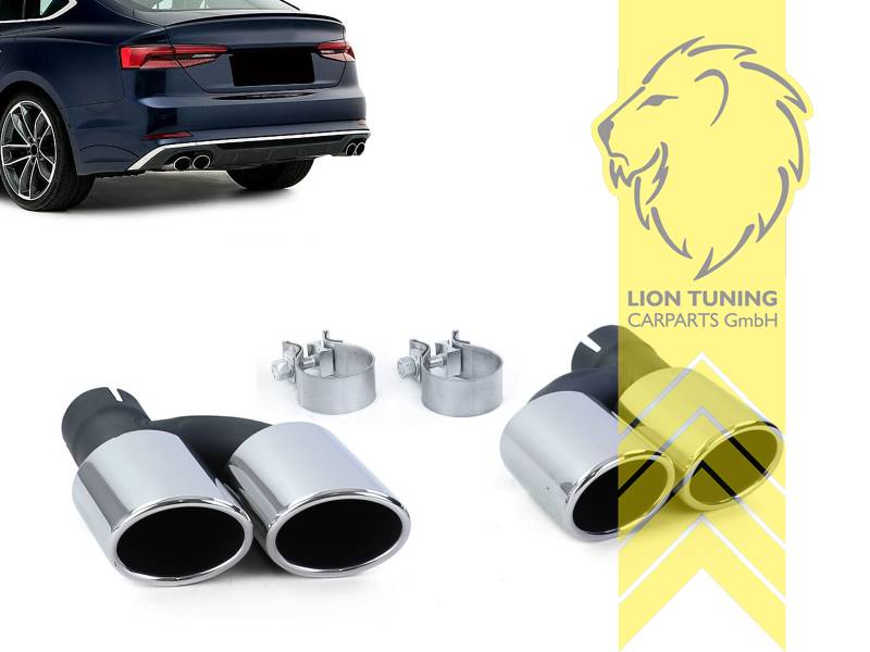 nur für 4 Rohr Diffusor passend, Endrohr duplex, chrom, Oval, Edelstahl