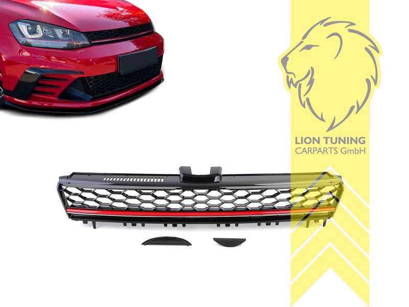 ohne Emblemaufnahme, schwarz glänzend, rot, ABS Kunststoff, Eintragungsfrei / keine Eintragung nötig