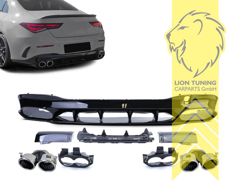 links und rechts, schwarz glänzend, nur passend für AMG Line Stoßstange, ABS Kunststoff, Eintragungsfrei / als Ersatzteil verwendbar