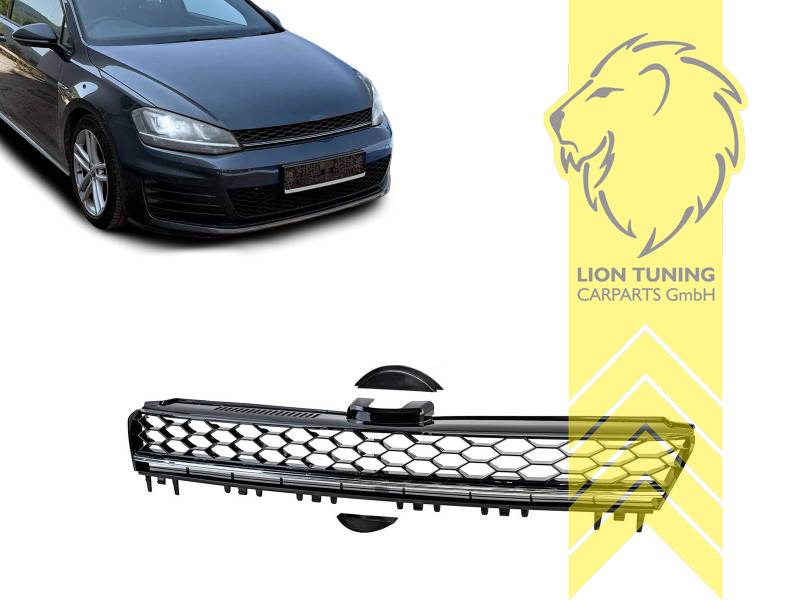 ohne Emblemaufnahme, schwarz glänzend, chrom, ABS Kunststoff, Eintragungsfrei / keine Eintragung nötig