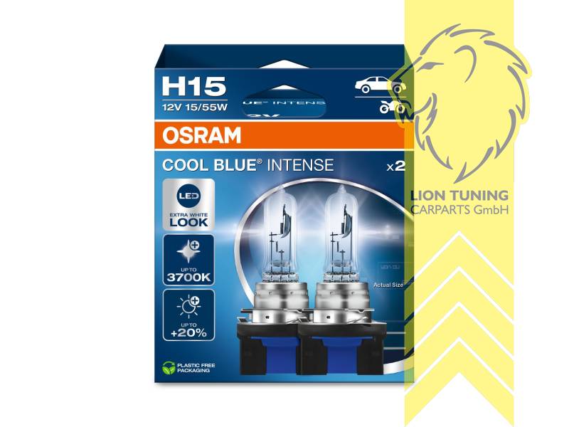 Halogen, 3700K, H15, 55W, 12 V, Eintragungsfrei / mit E-Prüfzeichen