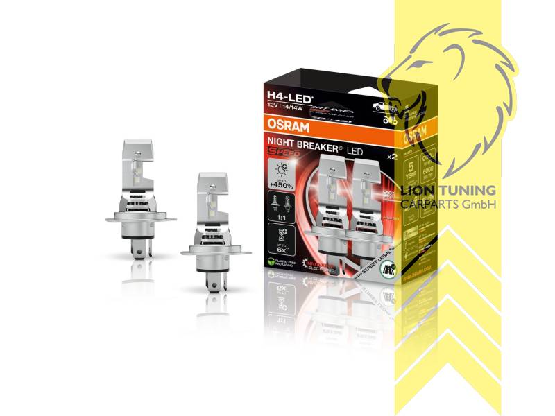 LED, H4, 12 V, Eintragungsfrei / mit E-Prüfzeichen