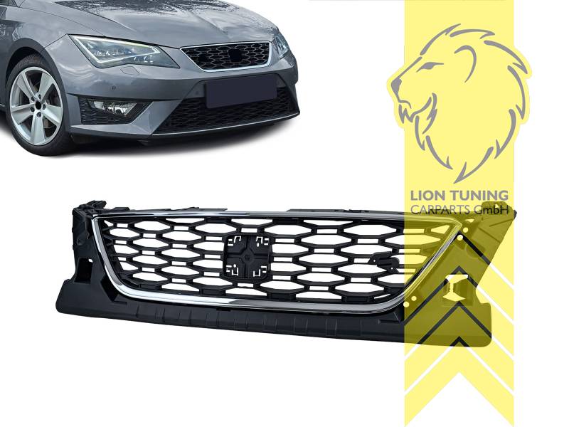 mit Emblemaufnahme, schwarz, chrom, nur passend für FR Stoßstange, ABS Kunststoff, Eintragungsfrei / als Ersatzteil verwendbar