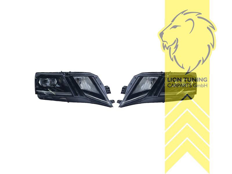 LED, mit LED Blinker, dynamischer LED Blinker, schwarz, nur passend für Fahrzeuge mit original Halogen Scheinwerfern, LED Abblendlicht / LED Fernlicht, elektrisch verstellbar - Stellmotor integriert, Eintragungsfrei / mit E-Prüfzeichen, Eintragungsfrei / mit R87 Zulassung als Tagfahrlicht