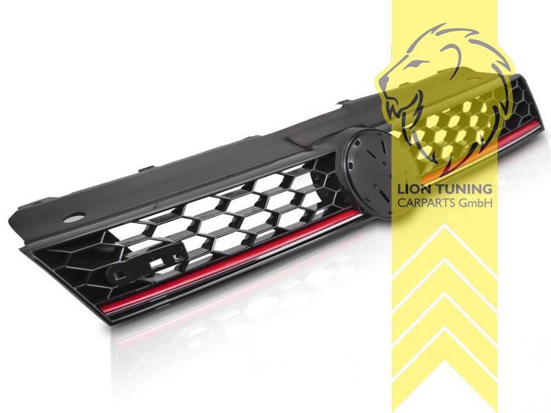 mit Emblemaufnahme, schwarz, rot, ABS Kunststoff, Eintragungsfrei / als Ersatzteil verwendbar