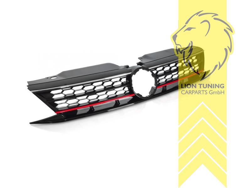 mit Emblemaufnahme, schwarz, rot, chrom, ABS Kunststoff, Eintragungsfrei / als Ersatzteil verwendbar