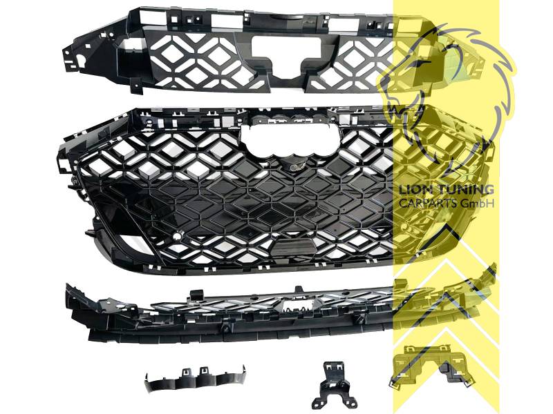 schwarz glänzend, Passend für alle Ausstattungsvarianten, ABS Kunststoff, für Fahrzeuge mit PDC, für Fahrzeuge mit Radar (ACC), Eintragungsfrei / als Ersatzteil verwendbar