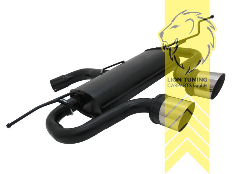 2 x 90mm, Endrohr doppel, 90mm, Rund, nicht passend für Variant, 4-Motion, nur mit R32 / R Heckansatz montierbar!, Metall / Stahl, Golf 6 (63 - 173KW), Golf 5 (55 - 169 KW), Eintragungsfrei / mit ABE