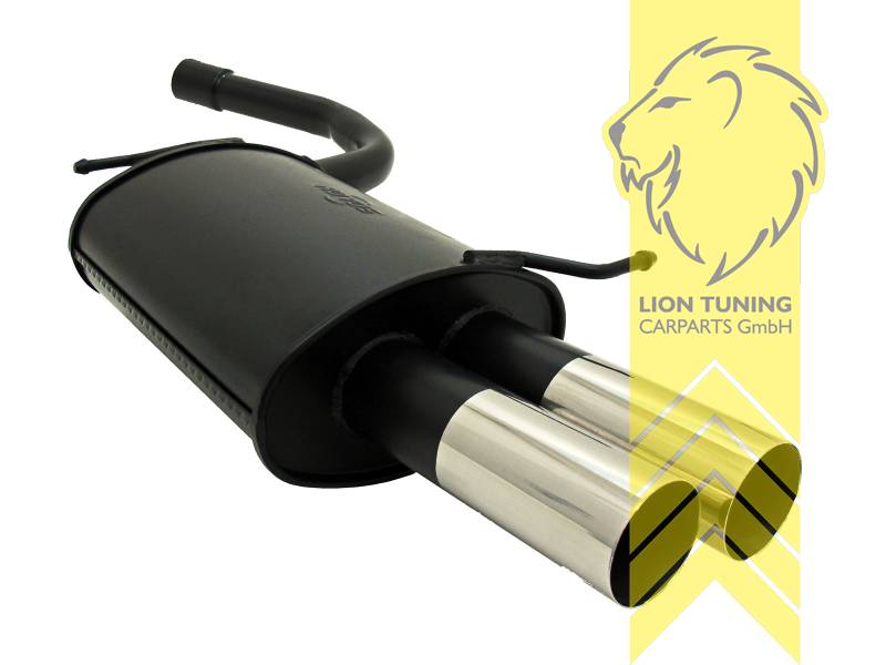 2 x 76mm RL-Design, Endrohr doppel, 76mm, Rund, nicht für Quattro, Metall / Stahl, 1.6 / 2.0 / 2.0 FSI / 1.9 TDI, Eintragungsfrei / mit ABE