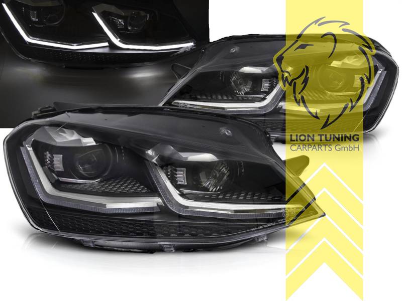 mit LED Blinker, Halogen, schwarz, mit chrom Leiste, Abblendlicht H7 / Fernlicht H7, elektrisch verstellbar - Stellmotor integriert, Eintragungsfrei / mit E-Prüfzeichen, Eintragungsfrei / mit R87 Zulassung als Tagfahrlicht