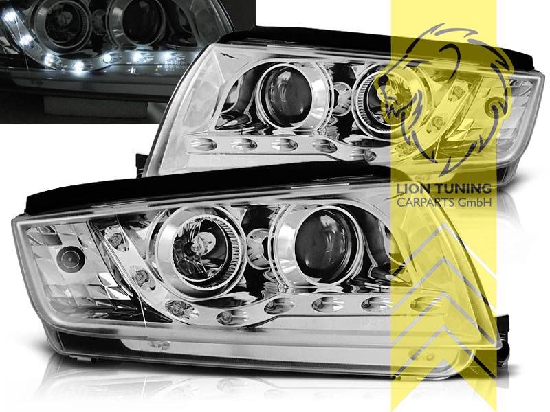 Halogen, chrom, Abblendlicht H1 / Fernlicht H1, Blinkerbirnen BAU15S, elektrisch verstellbar - Stellmotor integriert, Eintragungsfrei / mit E-Prüfzeichen