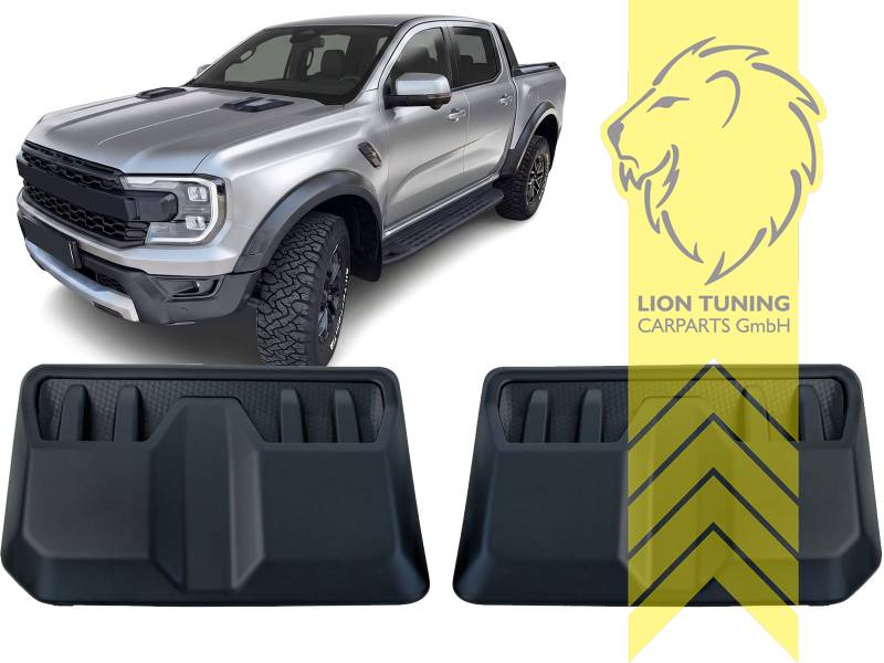 Nur passend für Ford Ranger Raptor T9 mit breiten Kotflügeln, N1WZ-16C630-AF, N1WZ-16C630-AE, schwarz glänzend, ABS Kunststoff, Eintragungsfrei / als Ersatzteil verwendbar