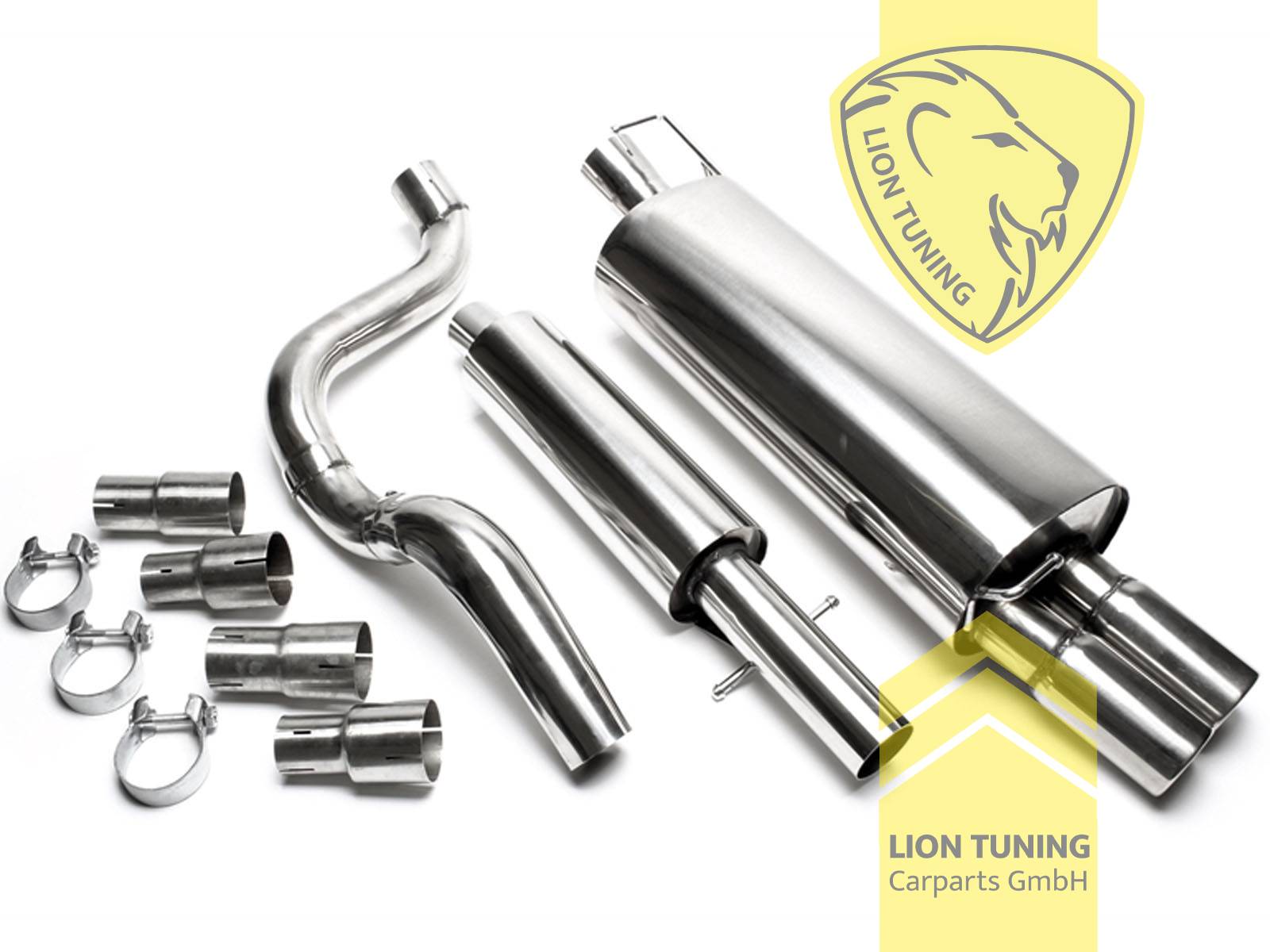 2 x 76mm rund / gebördelt, Endrohr doppel, 76mm, Rund, nicht passend für Variant, 4-Motion, Edelstahl, (55 - 132KW), Eintragungsfrei / mit ABE