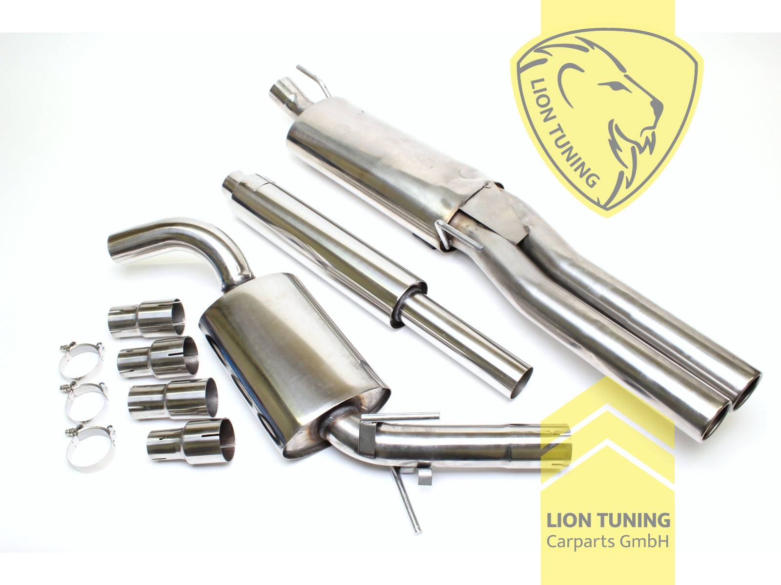 2 x 76mm rund / gebördelt, Endrohr doppel, 76mm, Rund, Edelstahl, (40 - 110KW), Eintragungsfrei / mit ABE