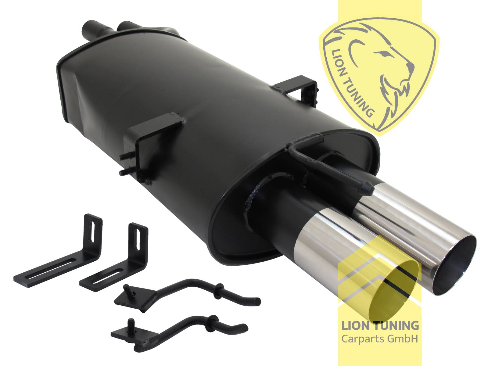 2 x 76mm RL-Design, Endrohr doppel, 76mm, Rund, zweiflutiger Rohrverlauf, Metall / Stahl, 320i / 320ci / 325i / 325ci / 330i / 330ci / 330d, Eintragungsfrei / mit ABE