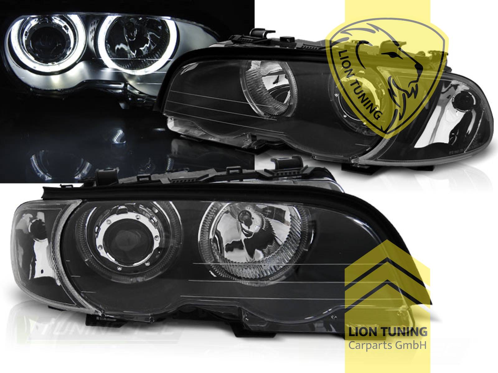 Halogen, schwarz, weiß CCFL, Abblendlicht H7 / Fernlicht H7, Blinkerbirnen BAU15S, elektrisch verstellbar - Stellmotor integriert, Nicht für Fahrzeuge mit PDC vorne geeignet, Eintragungsfrei / mit E-Prüfzeichen