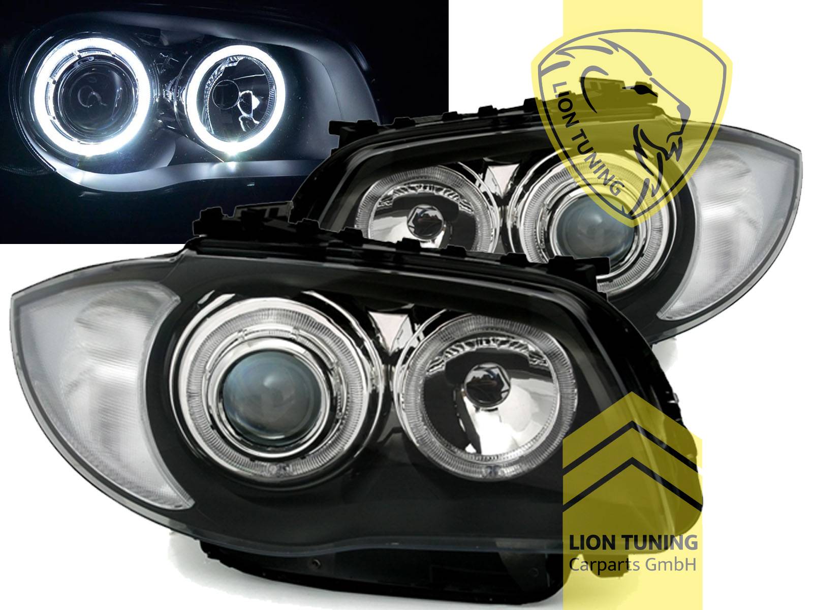 Halogen, schwarz, weiß LED, Abblendlicht H7 / Fernlicht H7, Blinkerbirnen BAU15S, elektrisch verstellbar - Stellmotor wird vom Original übernommen, Eintragungsfrei / mit E-Prüfzeichen
