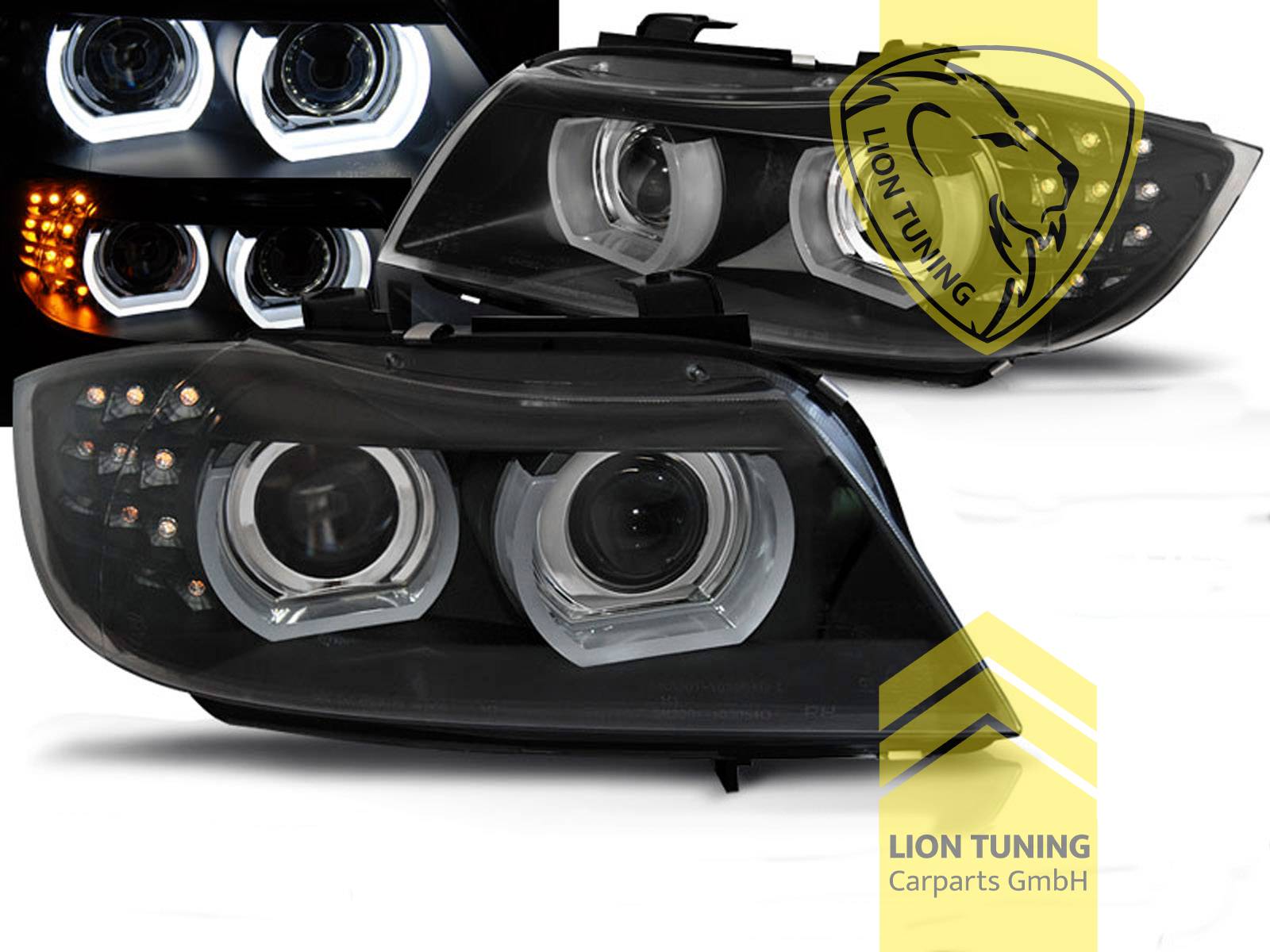 mit LED Blinker, Xenon, HID, schwarz, weiß LED, Abblendlicht und Fernlicht in einer Linse D1S, elektrisch verstellbar - Stellmotor wird vom Original übernommen, Eintragungsfrei / mit E-Prüfzeichen, Eintragungsfrei / mit R87 Zulassung als Tagfahrlicht