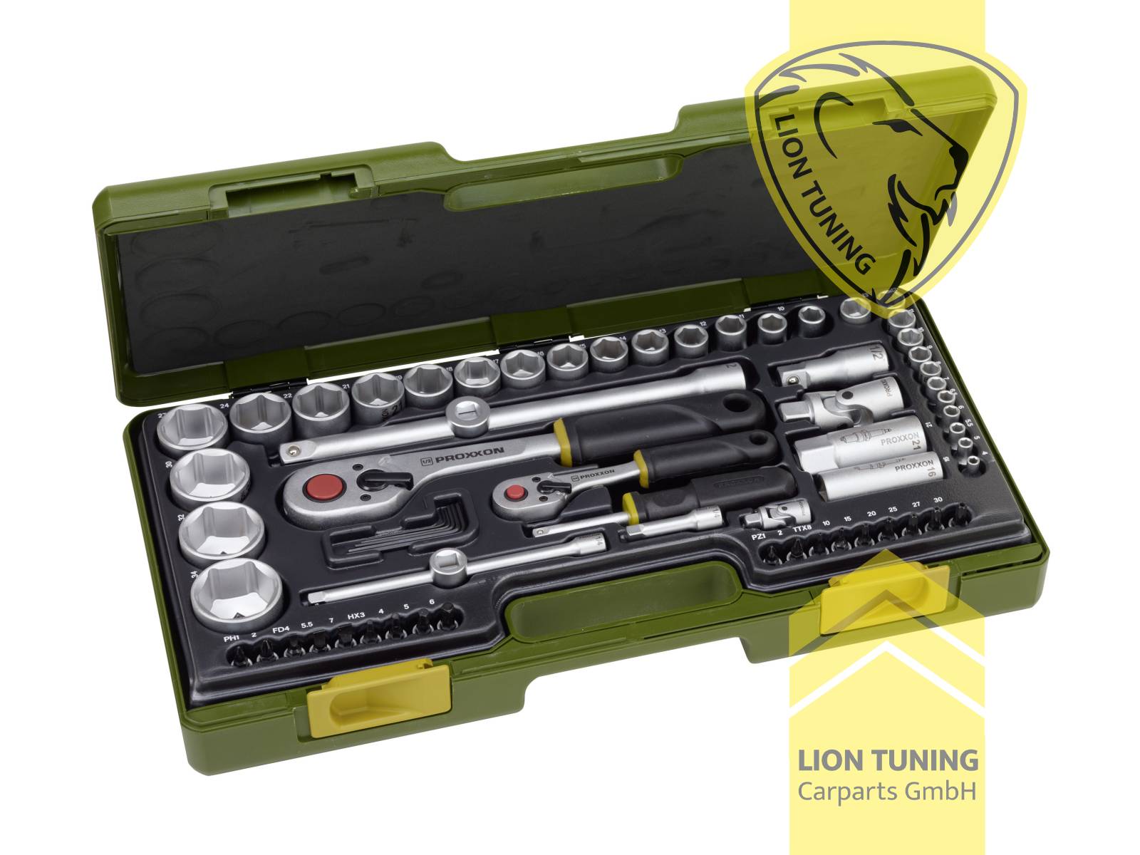 für 1/2 Zoll Vierkantantrieb (12,5 mm), für 1/4 Zoll Vierkantantrieb (6,3 mm), silber, 1/2 Zoll, 1/4 Zoll, Proxxon, Chrom-Vanadium-Stahl