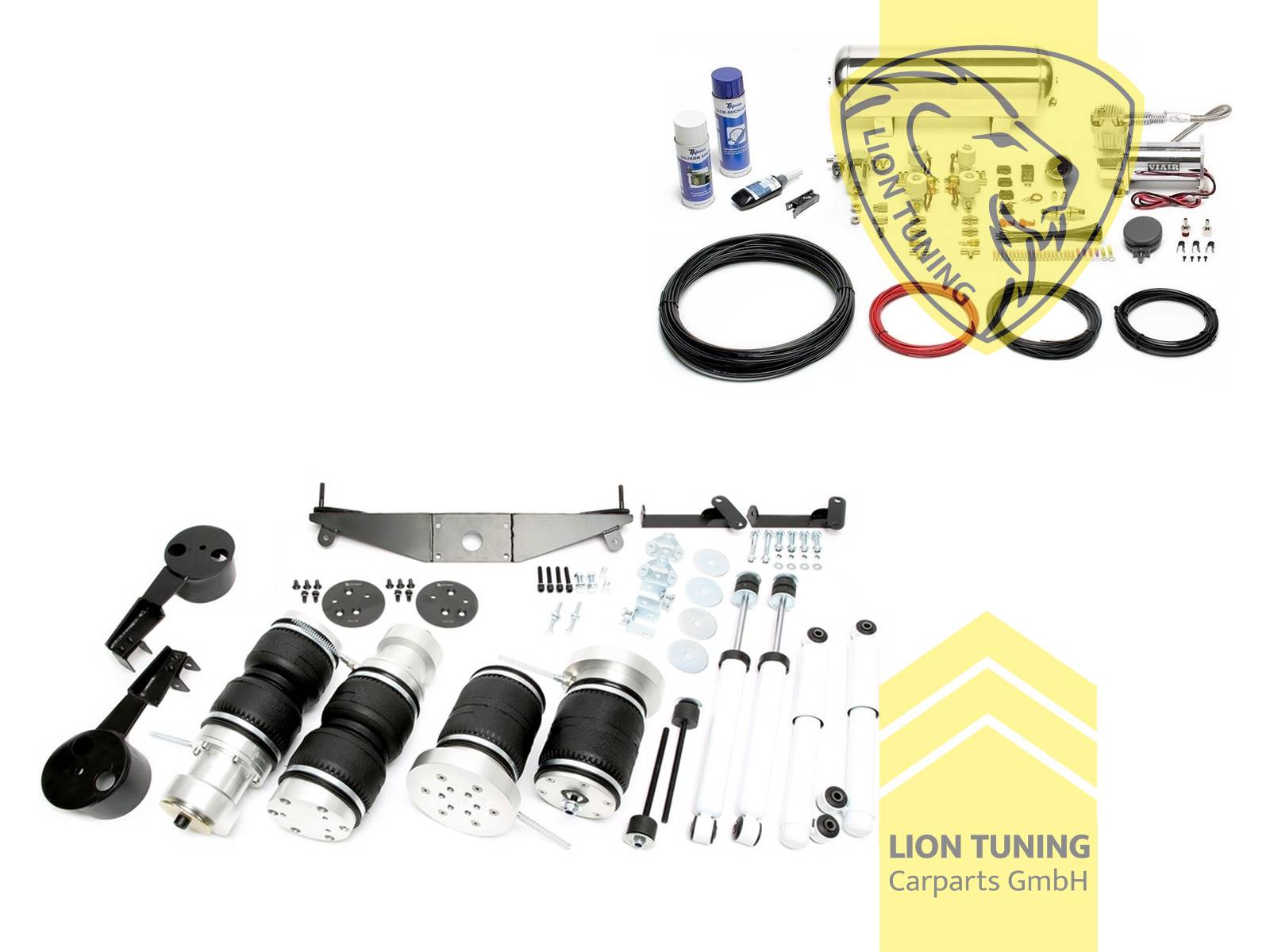 Nicht für Fahrzeuge mit Niveauregulierung / Luftfederung, nicht für Sonderausführungen F123, Langversion V123, 11,5L Tank chrom / ViAir Kompressor chrom, fest, weiss, Stahl verzinkt, Eintragungspflichtig / Teilegutachten wird nach Kauf spezifisch ausgestellt