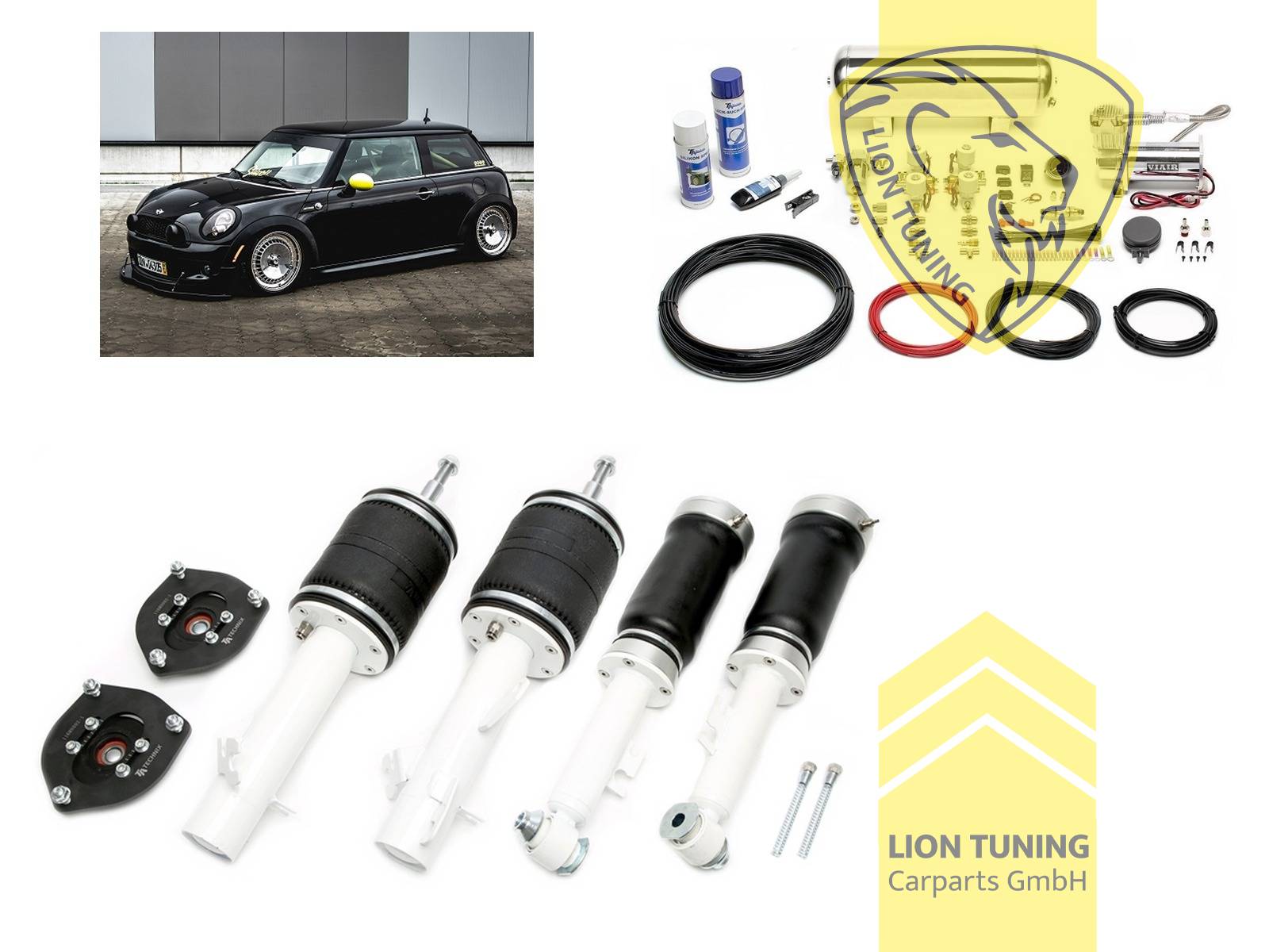 11,5L Tank chrom / ViAir Kompressor chrom, fest, weiss, Stahl verzinkt, Eintragungspflichtig / Teilegutachten wird nach Kauf spezifisch ausgestellt