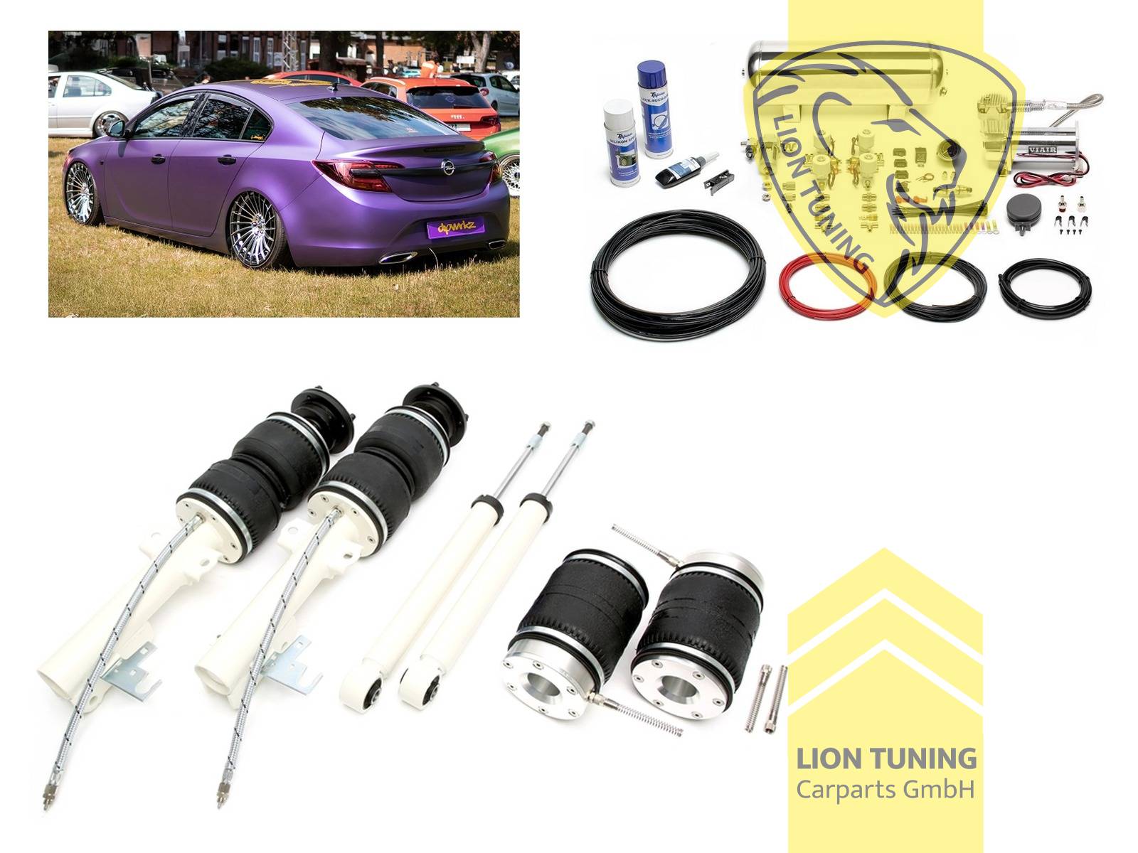 Aufnahmepunkte der Domlager müssen mit Hilfe der beiliegenden Schablone - NEU gebohrt werden, 11,5L Tank chrom / ViAir Kompressor chrom, fest, weiss, nicht passend für OPC, nicht für 4x4, Stahl verzinkt, Eintragungspflichtig / Teilegutachten wird nach Kauf spezifisch ausgestellt