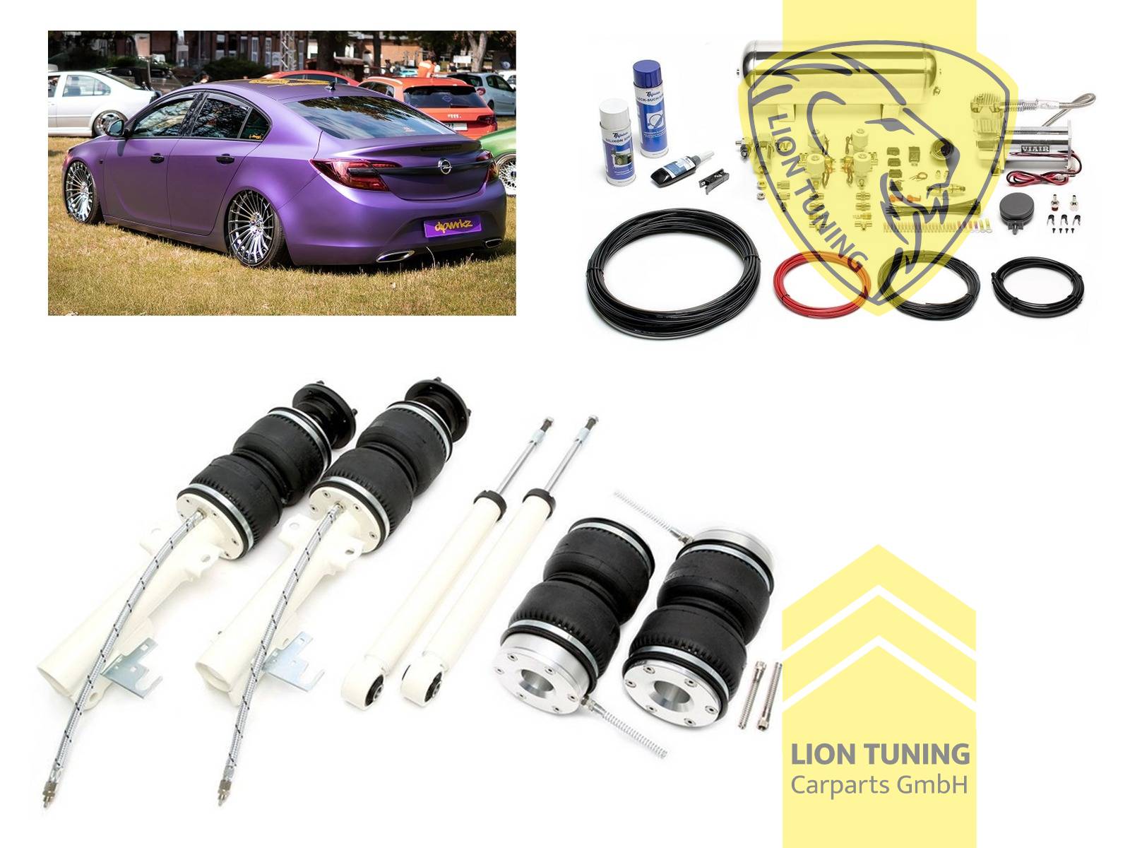 Aufnahmepunkte der Domlager müssen mit Hilfe der beiliegenden Schablone - NEU gebohrt werden, 11,5L Tank chrom / ViAir Kompressor chrom, fest, weiss, nicht passend für OPC, nicht für 4x4, Stahl verzinkt, Eintragungspflichtig / Teilegutachten wird nach Kauf spezifisch ausgestellt