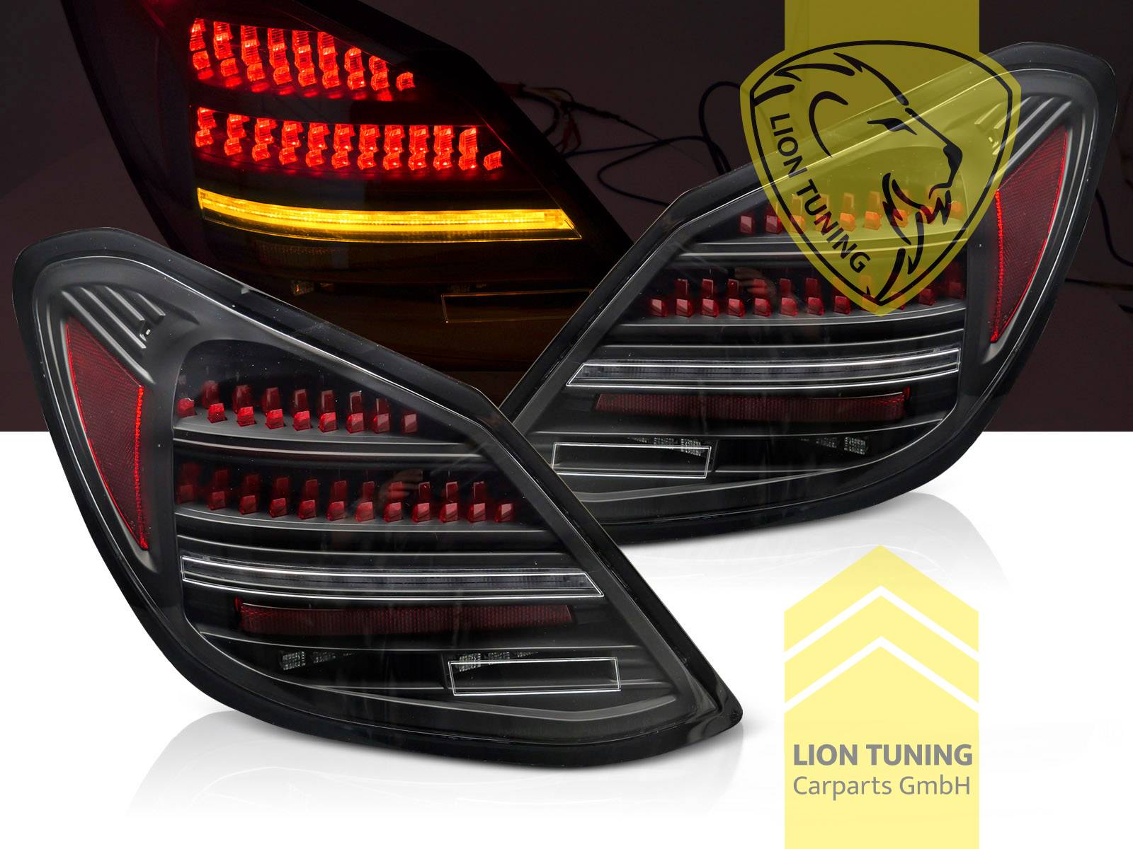 mit LED Blinker, LED, dynamischer LED Blinker, schwarz, nur passend bei Fahrzeugen mit Original Halogen Rückleuchten, Eintragungsfrei / mit E-Prüfzeichen