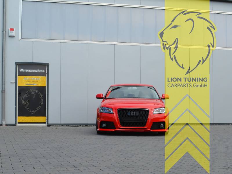Liontuning - Tuningartikel für Ihr Auto  Lion Tuning Carparts GmbH  Stoßstange Audi A3 8P S3 Optik inkl. Wabendesign Sportgrill schwarz glänzend