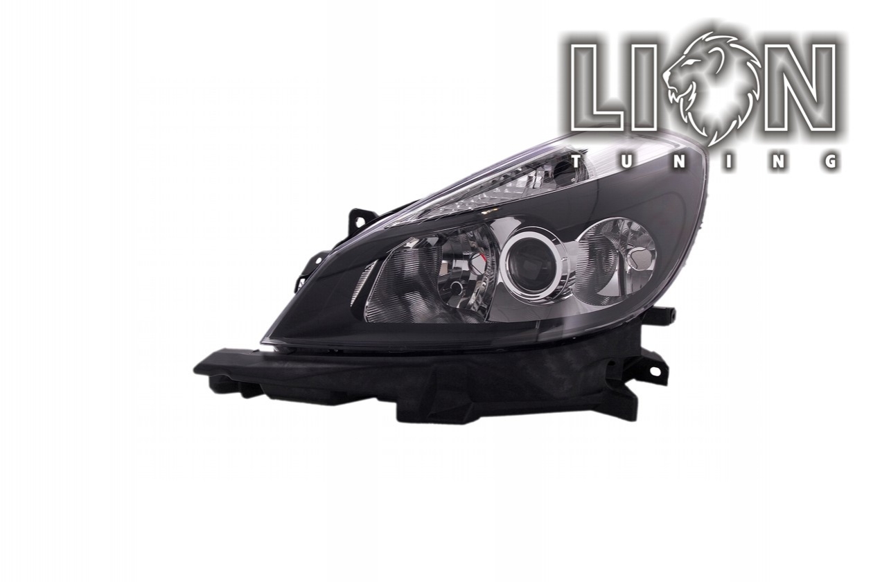 Halogen, Projektor Version, Sport und GT, für Fahrzeuge mit Kurvenlicht, Abblendlicht H7 / Fernlicht H7 / Kurvenlicht H1, elektrisch verstellbar - Stellmotor integriert, inkl. Befestigung an der Stoßstange, inkl. Verschlusskappe und Lampenträger, ohne Leuchtmittel, Eintragungsfrei / mit E-Prüfzeichen