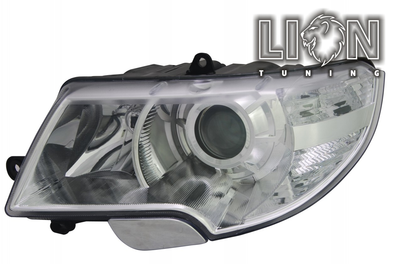 Halogen, ohne „Superb“ Logo, Abblendlicht H7 / Fernlicht H3, elektrisch verstellbar - Stellmotor integriert, inkl. Verschlusskappe und Lampenträger, ohne Leuchtmittel, Standard Ausführung, Eintragungsfrei / mit E-Prüfzeichen