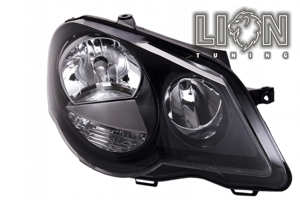 Halogen, GTi Optik, Abblendlicht H7 / Fernlicht H1, elektrisch verstellbar - Stellmotor integriert, inkl. Verschlusskappe und Lampenträger, ohne Leuchtmittel, Eintragungsfrei / mit E-Prüfzeichen