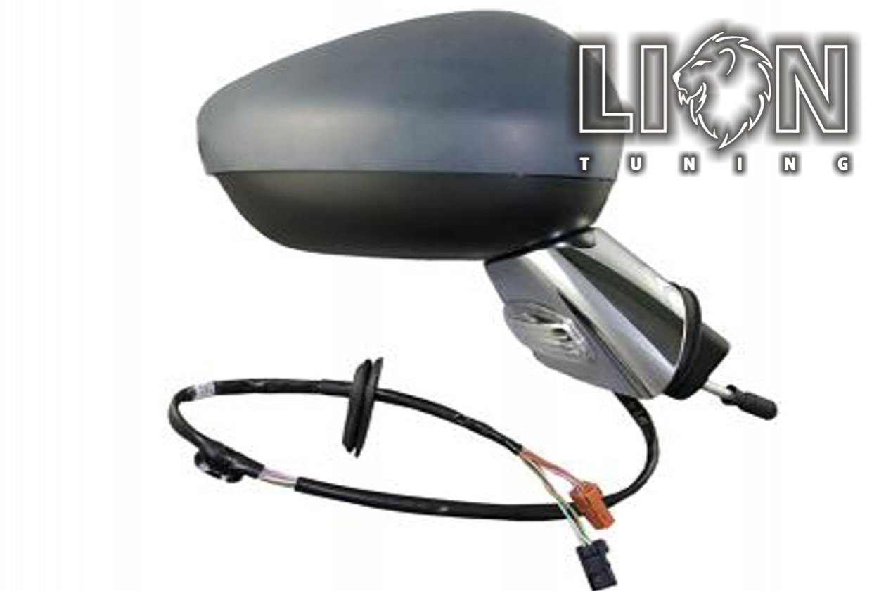 mit Blinkleuchte, mit Temperatur Sensor, Elektrisch, grau, Spiegelfuß chrom, grundiert, convex, Eintragungsfrei / keine Eintragung nötig