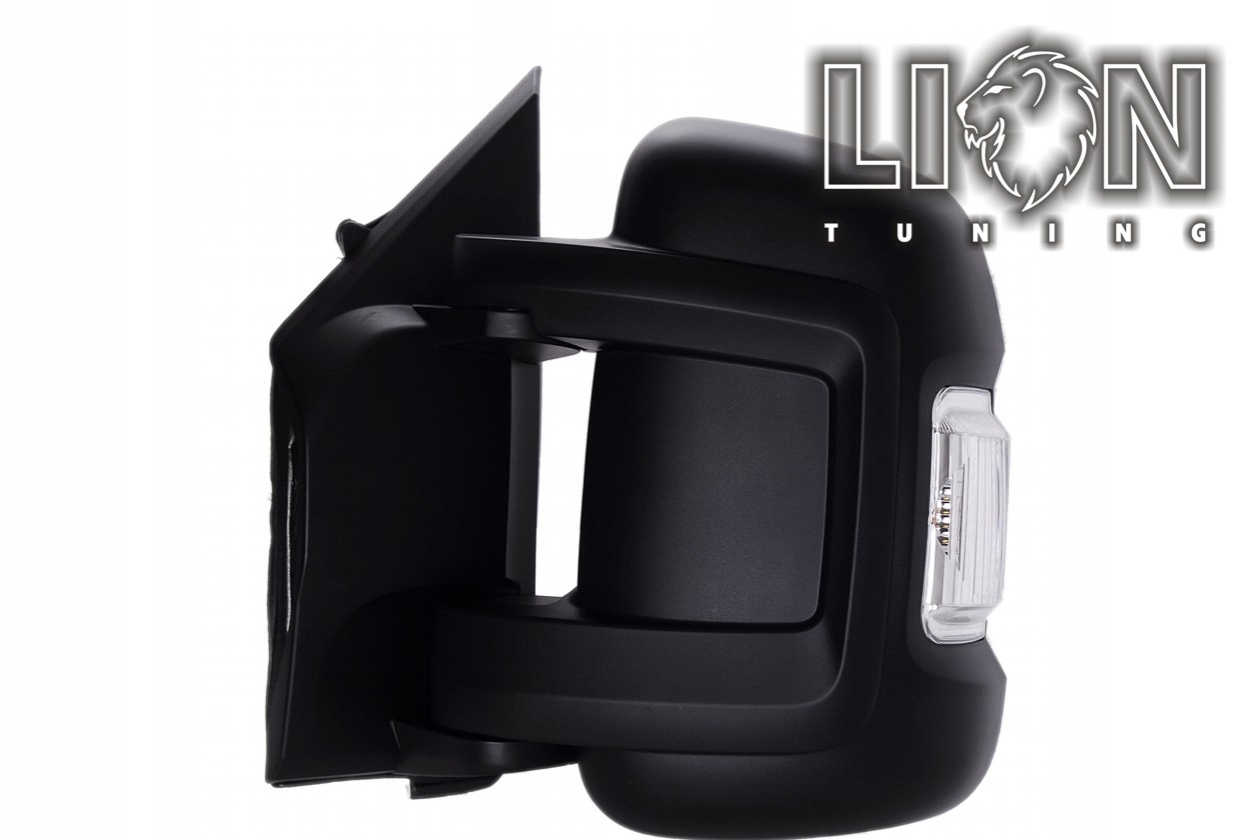 mit Blinkleuchte, mit Temperatur Sensor, Mechanisch, schwarz, kurzer Spiegelarm, convex, Eintragungsfrei / keine Eintragung nötig