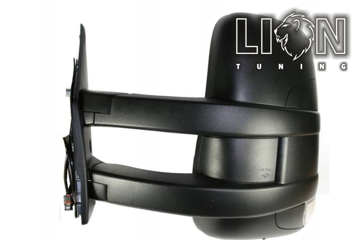 mit Blinkleuchte, Mechanisch, schwarz, langer Spiegelarm, convex, Eintragungsfrei / keine Eintragung nötig