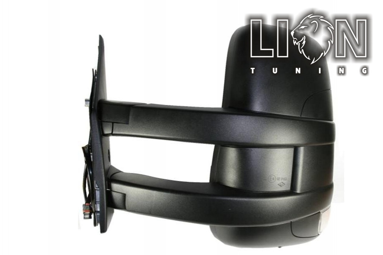 mit Blinkleuchte, Mechanisch, schwarz, langer Spiegelarm, convex, Eintragungsfrei / keine Eintragung nötig