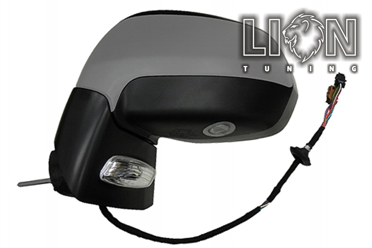 mit Blinkleuchte, Beheizbar, mit Vorfeldbeleuchtung, Elektrisch einklappbar, Elektrisch, grau, grundiert, convex, Eintragungsfrei / keine Eintragung nötig