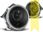 Halogen, schwarz, Abblendlicht H7 / Fernlicht H7, elektrisch verstellbar - Stellmotor wird vom Original übernommen, Eintragungsfrei / mit E-Prüfzeichen