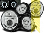 Halogen, chrom, weiß LED, Abblendlicht H1 / Fernlicht H1, Blinkerbirnen BAU15S, pneumatische Verstellung - wie Original, Eintragungsfrei / mit E-Prüfzeichen