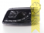 Halogen, schwarz, nur für Fahrzeuge mit serienmäßigen H4 Scheinwerfern, Abblendlicht H1 / Fernlicht H1, Blinkerbirnen BAU15S, elektrisch verstellbar - Stellmotor integriert, Eintragungsfrei / mit E-Prüfzeichen