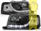 Halogen, schwarz, Abblendlicht H1 / Fernlicht H1, Blinkerbirnen BAU15S, elektrisch verstellbar - Stellmotor wird vom Original übernommen, Eintragungsfrei / mit E-Prüfzeichen