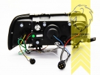 Halogen, schwarz, Abblendlicht H1 / Fernlicht H1, Blinkerbirnen BAU15S, elektrisch verstellbar - Stellmotor wird vom Original übernommen, Eintragungsfrei / mit E-Prüfzeichen