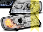 chrom, Abblendlicht H1 / Fernlicht H1, elektrisch verstellbar - Stellmotor wird vom Original übernommen, mit LED Blinker, Halogen, Eintragungsfrei / mit E-Prüfzeichen