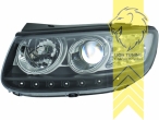 Halogen, schwarz, Abblendlicht H7 / Fernlicht H7, Blinkerbirnen BAU15S, elektrisch verstellbar - Stellmotor wird vom Original übernommen, Eintragungsfrei / mit E-Prüfzeichen