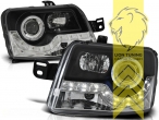 Halogen, schwarz, Abblendlicht H1 / Fernlicht H1, elektrisch verstellbar - Stellmotor integriert, Eintragungsfrei / mit E-Prüfzeichen