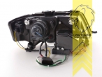 Halogen, schwarz, Abblendlicht H1 / Fernlicht H1, Blinkerbirnen BAU15S, elektrisch verstellbar - Stellmotor wird vom Original übernommen, Eintragungsfrei / mit E-Prüfzeichen