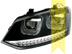 mit LED Blinker, Halogen, schwarz, Abblendlicht H7 / Fernlicht H7, elektrisch verstellbar - Stellmotor integriert, Eintragungsfrei / mit E-Prüfzeichen